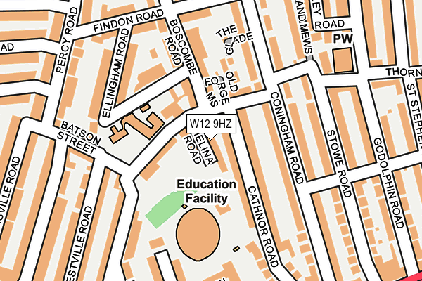 W12 9HZ map - OS OpenMap – Local (Ordnance Survey)