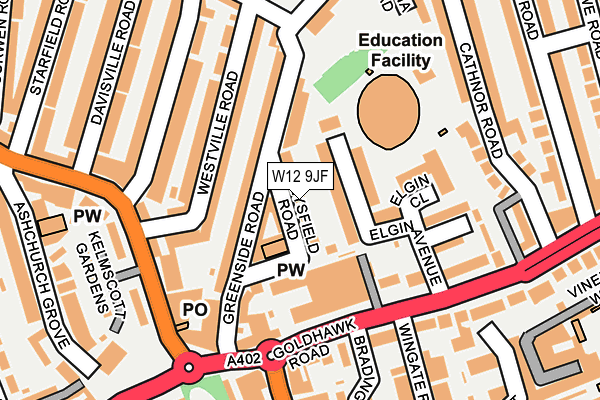 W12 9JF map - OS OpenMap – Local (Ordnance Survey) W12 9JF map - OS OpenMap – Local (Ordnance Survey)