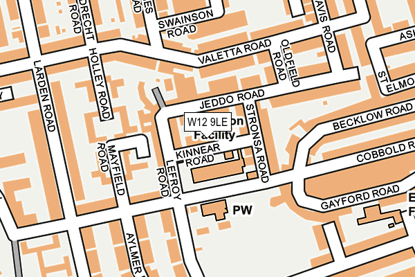 W12 9LE map - OS OpenMap – Local (Ordnance Survey) W12 9LE map - OS OpenMap – Local (Ordnance Survey)