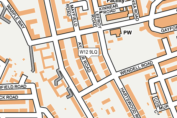 W12 9LQ map - OS OpenMap – Local (Ordnance Survey) W12 9LQ map - OS OpenMap – Local (Ordnance Survey)