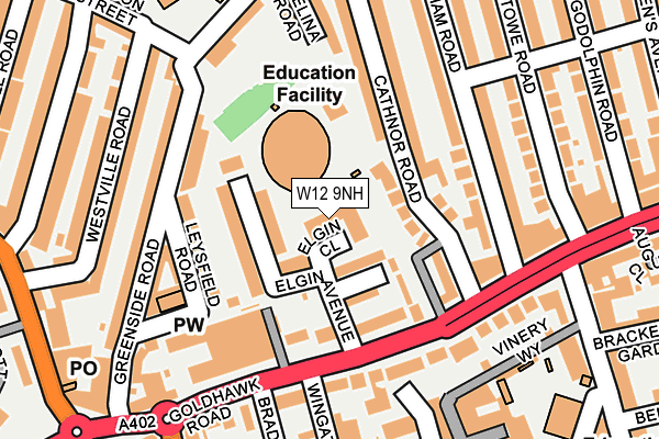 W12 9NH map - OS OpenMap – Local (Ordnance Survey) W12 9NH map - OS OpenMap – Local (Ordnance Survey)