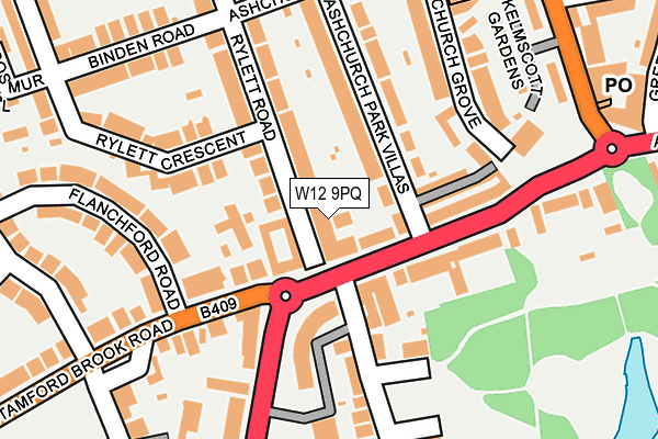 W12 9PQ map - OS OpenMap – Local (Ordnance Survey) W12 9PQ map - OS OpenMap – Local (Ordnance Survey)