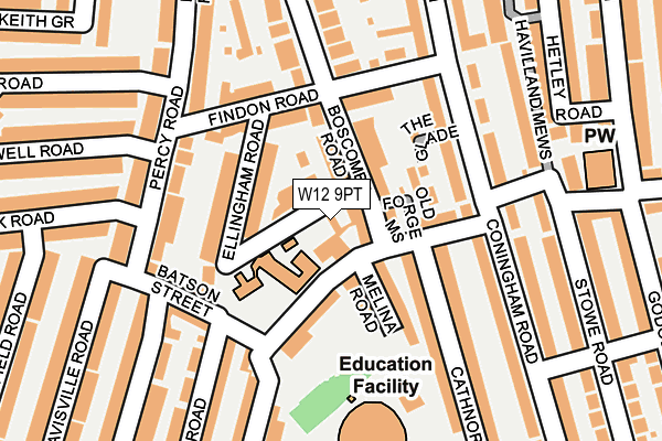 W12 9PT map - OS OpenMap – Local (Ordnance Survey) W12 9PT map - OS OpenMap – Local (Ordnance Survey)