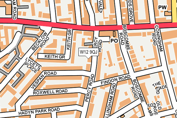 W12 9QJ map - OS OpenMap – Local (Ordnance Survey) W12 9QJ map - OS OpenMap – Local (Ordnance Survey)
