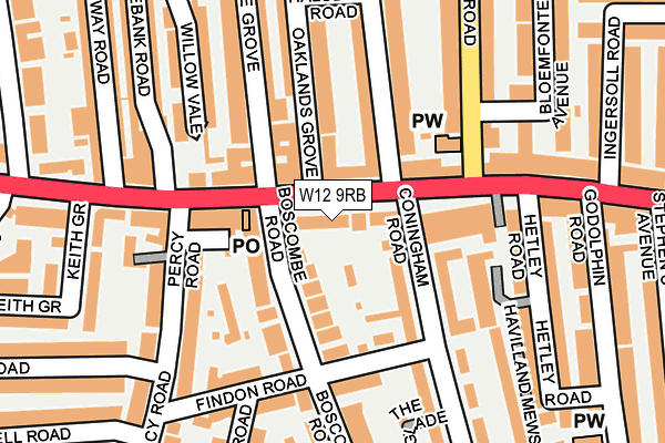 W12 9RB map - OS OpenMap – Local (Ordnance Survey) W12 9RB map - OS OpenMap – Local (Ordnance Survey)