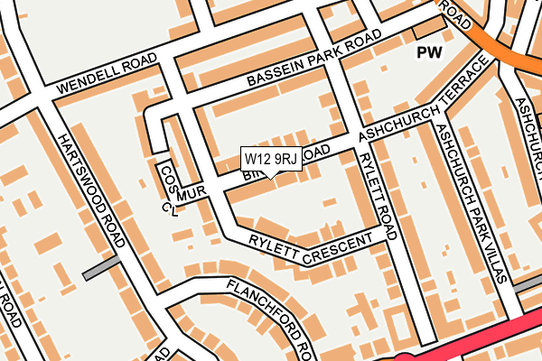 W12 9RJ map - OS OpenMap – Local (Ordnance Survey) W12 9RJ map - OS OpenMap – Local (Ordnance Survey)
