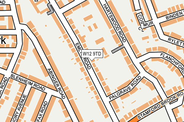 W12 9TD map - OS OpenMap – Local (Ordnance Survey) W12 9TD map - OS OpenMap – Local (Ordnance Survey)