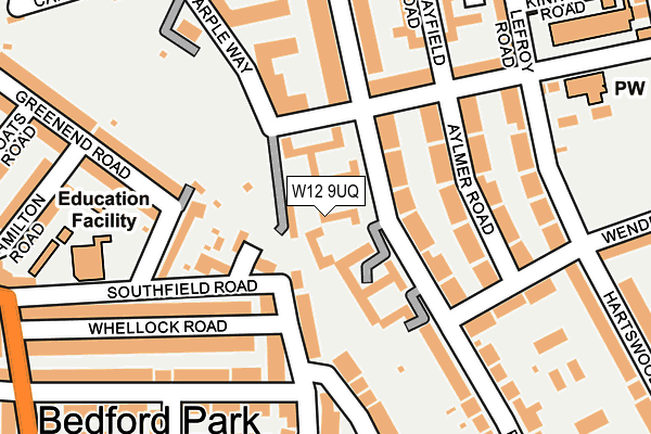 W12 9UQ map - OS OpenMap – Local (Ordnance Survey) W12 9UQ map - OS OpenMap – Local (Ordnance Survey)