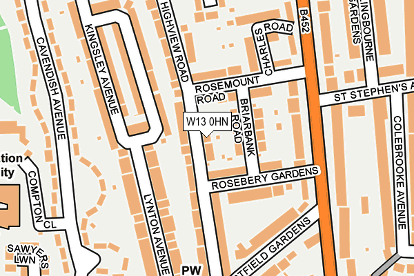 W13 0HN map - OS OpenMap – Local (Ordnance Survey) W13 0HN map - OS OpenMap – Local (Ordnance Survey)