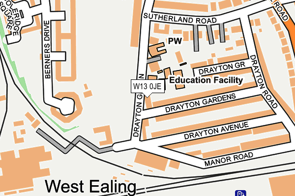 W13 0JE map - OS OpenMap – Local (Ordnance Survey) W13 0JE map - OS OpenMap – Local (Ordnance Survey)