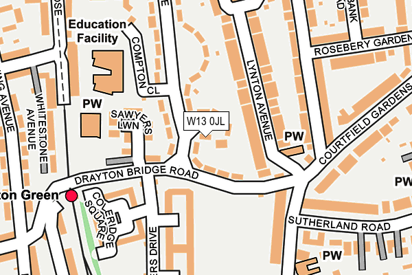 W13 0JL map - OS OpenMap – Local (Ordnance Survey) W13 0JL map - OS OpenMap – Local (Ordnance Survey)