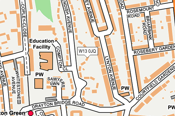 W13 0JQ map - OS OpenMap – Local (Ordnance Survey) W13 0JQ map - OS OpenMap – Local (Ordnance Survey)