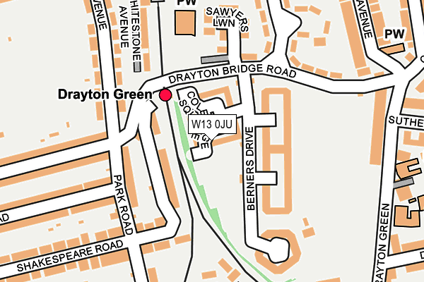 W13 0JU map - OS OpenMap – Local (Ordnance Survey) W13 0JU map - OS OpenMap – Local (Ordnance Survey)