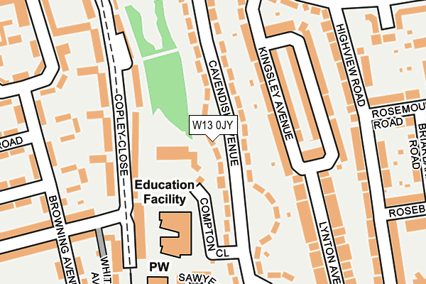 W13 0JY map - OS OpenMap – Local (Ordnance Survey) W13 0JY map - OS OpenMap – Local (Ordnance Survey)