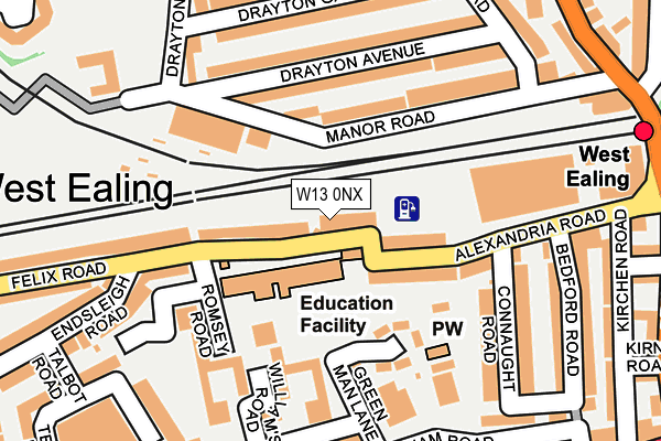 W13 0NX map - OS OpenMap – Local (Ordnance Survey) W13 0NX map - OS OpenMap – Local (Ordnance Survey)