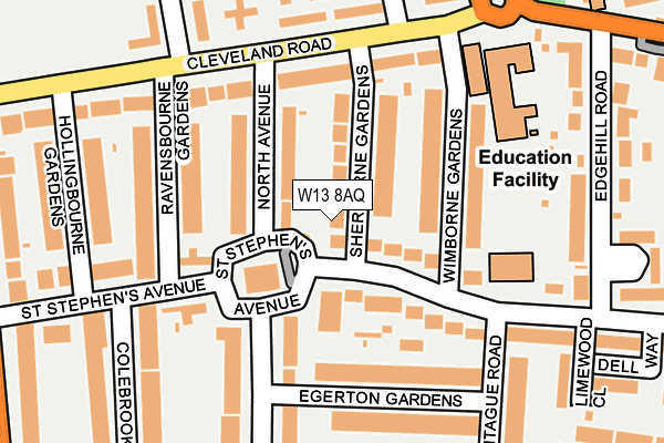 W13 8AQ map - OS OpenMap – Local (Ordnance Survey) W13 8AQ map - OS OpenMap – Local (Ordnance Survey)