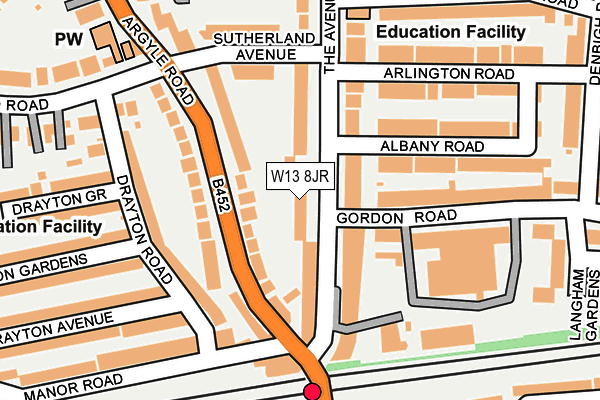 W13 8JR map - OS OpenMap – Local (Ordnance Survey) W13 8JR map - OS OpenMap – Local (Ordnance Survey)