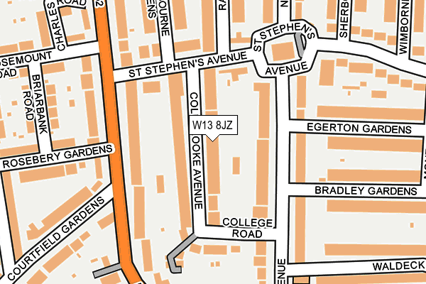 W13 8JZ map - OS OpenMap – Local (Ordnance Survey) W13 8JZ map - OS OpenMap – Local (Ordnance Survey)