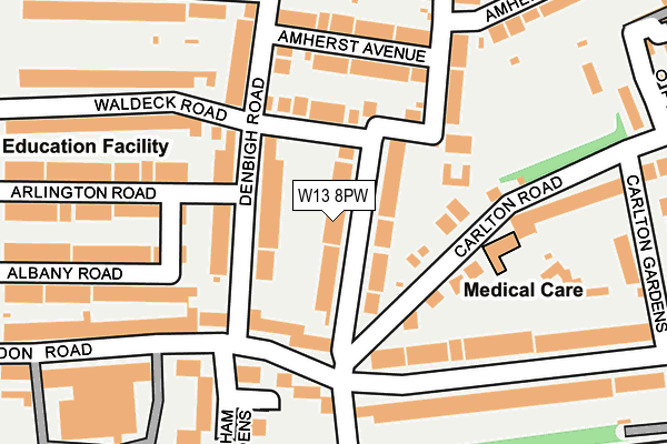 W13 8PW map - OS OpenMap – Local (Ordnance Survey) W13 8PW map - OS OpenMap – Local (Ordnance Survey)