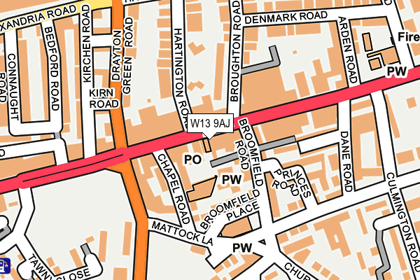 W13 9AJ map - OS OpenMap – Local (Ordnance Survey) W13 9AJ map - OS OpenMap – Local (Ordnance Survey)
