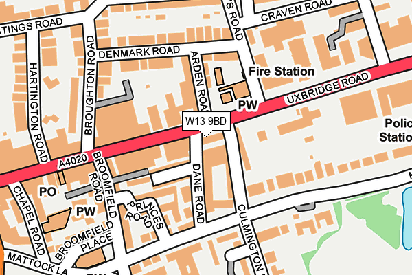 W13 9BD map - OS OpenMap – Local (Ordnance Survey) W13 9BD map - OS OpenMap – Local (Ordnance Survey)