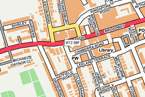 W13 9BF map - OS OpenMap – Local (Ordnance Survey) W13 9BF map - OS OpenMap – Local (Ordnance Survey)