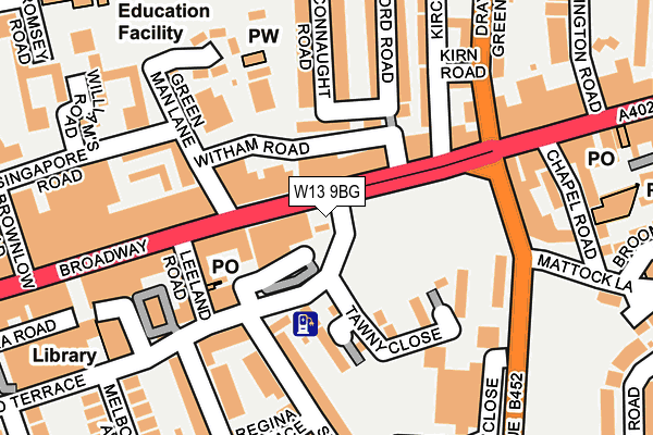 W13 9BG map - OS OpenMap – Local (Ordnance Survey) W13 9BG map - OS OpenMap – Local (Ordnance Survey)