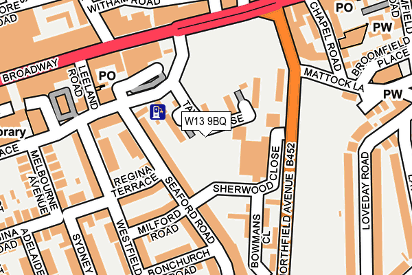 W13 9BQ map - OS OpenMap – Local (Ordnance Survey) W13 9BQ map - OS OpenMap – Local (Ordnance Survey)
