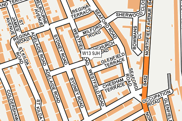 W13 9JH map - OS OpenMap – Local (Ordnance Survey) W13 9JH map - OS OpenMap – Local (Ordnance Survey)