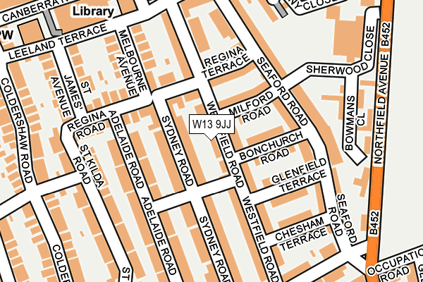 W13 9JJ map - OS OpenMap – Local (Ordnance Survey) W13 9JJ map - OS OpenMap – Local (Ordnance Survey)