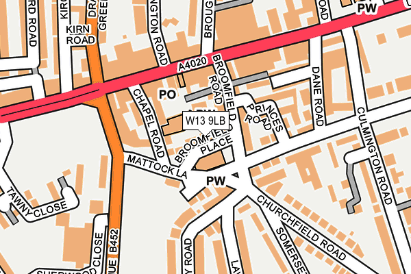 W13 9LB map - OS OpenMap – Local (Ordnance Survey) W13 9LB map - OS OpenMap – Local (Ordnance Survey)