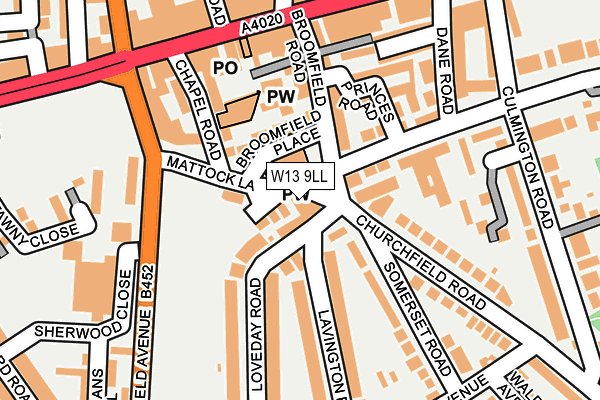 W13 9LL map - OS OpenMap – Local (Ordnance Survey) W13 9LL map - OS OpenMap – Local (Ordnance Survey)
