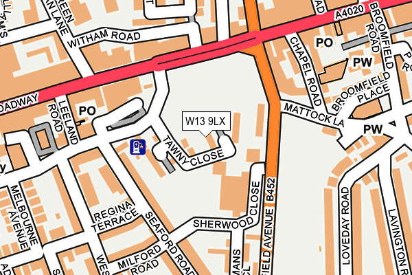 W13 9LX map - OS OpenMap – Local (Ordnance Survey) W13 9LX map - OS OpenMap – Local (Ordnance Survey)