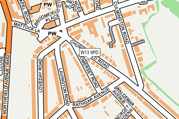W13 9PD map - OS OpenMap – Local (Ordnance Survey) W13 9PD map - OS OpenMap – Local (Ordnance Survey)