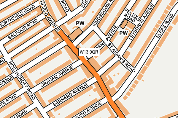 W13 9QR map - OS OpenMap – Local (Ordnance Survey) W13 9QR map - OS OpenMap – Local (Ordnance Survey)
