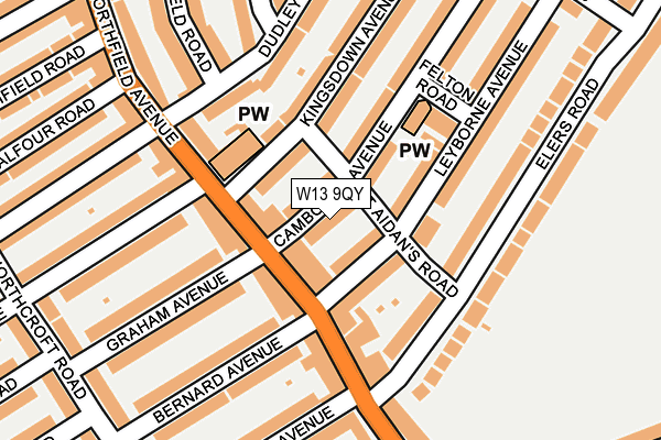 W13 9QY map - OS OpenMap – Local (Ordnance Survey) W13 9QY map - OS OpenMap – Local (Ordnance Survey)