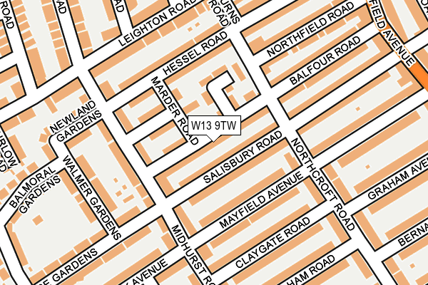 W13 9TW map - OS OpenMap – Local (Ordnance Survey) W13 9TW map - OS OpenMap – Local (Ordnance Survey)