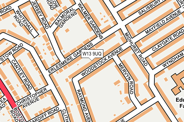 W13 9UQ map - OS OpenMap – Local (Ordnance Survey) W13 9UQ map - OS OpenMap – Local (Ordnance Survey)