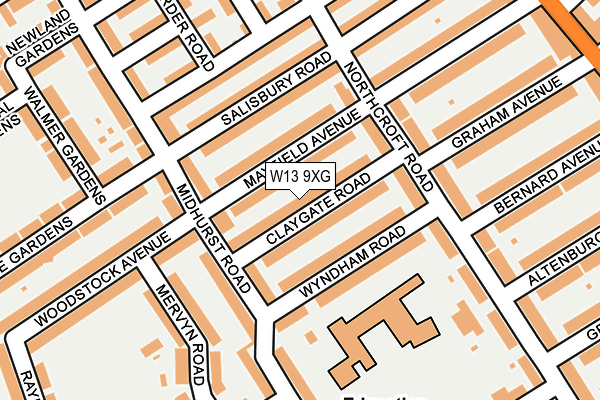 W13 9XG map - OS OpenMap – Local (Ordnance Survey) W13 9XG map - OS OpenMap – Local (Ordnance Survey)