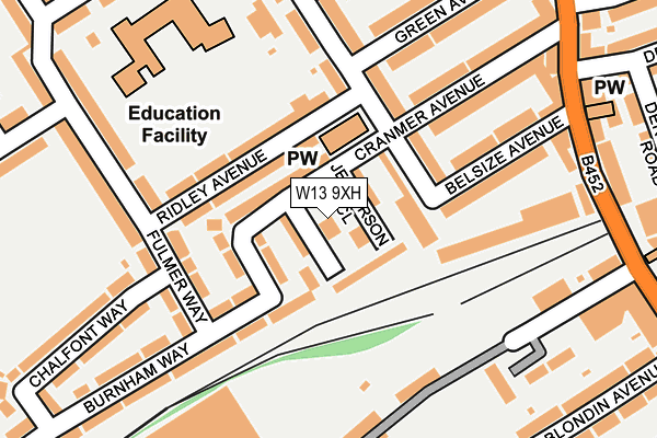 W13 9XH map - OS OpenMap – Local (Ordnance Survey)