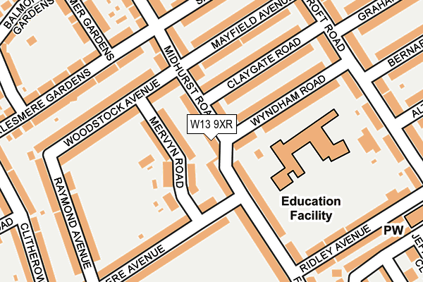 W13 9XR map - OS OpenMap – Local (Ordnance Survey) W13 9XR map - OS OpenMap – Local (Ordnance Survey)