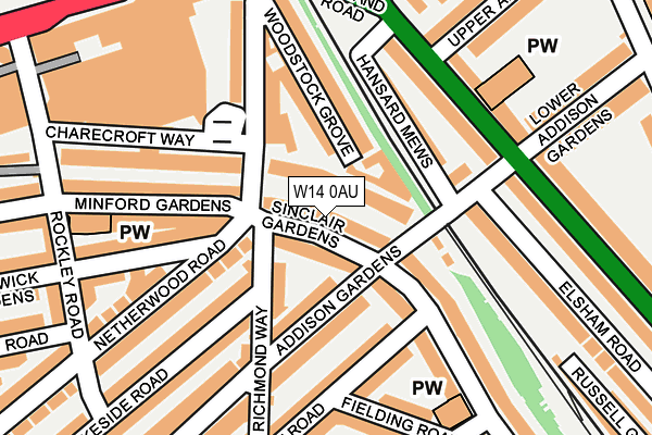 W14 0AU map - OS OpenMap – Local (Ordnance Survey) W14 0AU map - OS OpenMap – Local (Ordnance Survey)