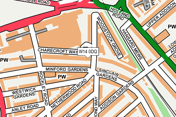 W14 0DQ map - OS OpenMap – Local (Ordnance Survey) W14 0DQ map - OS OpenMap – Local (Ordnance Survey)