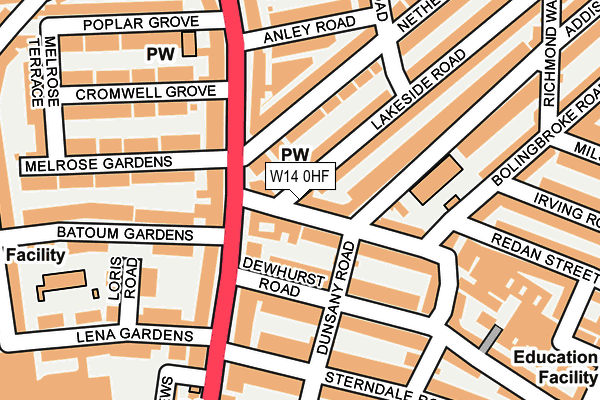 W14 0HF map - OS OpenMap – Local (Ordnance Survey) W14 0HF map - OS OpenMap – Local (Ordnance Survey)