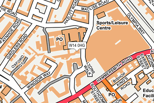 W14 0HG map - OS OpenMap – Local (Ordnance Survey) W14 0HG map - OS OpenMap – Local (Ordnance Survey)
