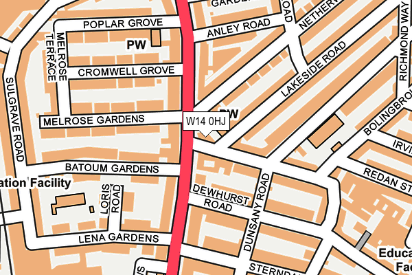 W14 0HJ map - OS OpenMap – Local (Ordnance Survey) W14 0HJ map - OS OpenMap – Local (Ordnance Survey)