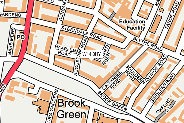 W14 0HY map - OS OpenMap – Local (Ordnance Survey) W14 0HY map - OS OpenMap – Local (Ordnance Survey)