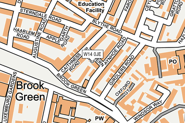 W14 0JE map - OS OpenMap – Local (Ordnance Survey) W14 0JE map - OS OpenMap – Local (Ordnance Survey)