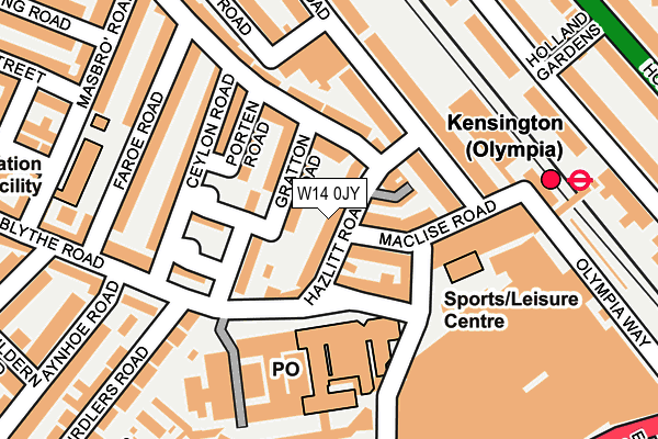 W14 0JY map - OS OpenMap – Local (Ordnance Survey) W14 0JY map - OS OpenMap – Local (Ordnance Survey)