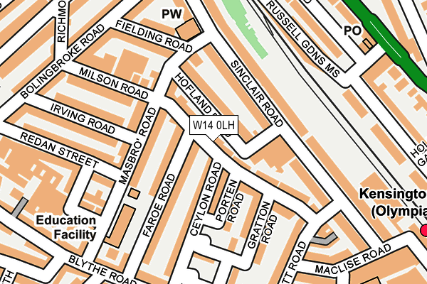 W14 0LH map - OS OpenMap – Local (Ordnance Survey) W14 0LH map - OS OpenMap – Local (Ordnance Survey)
